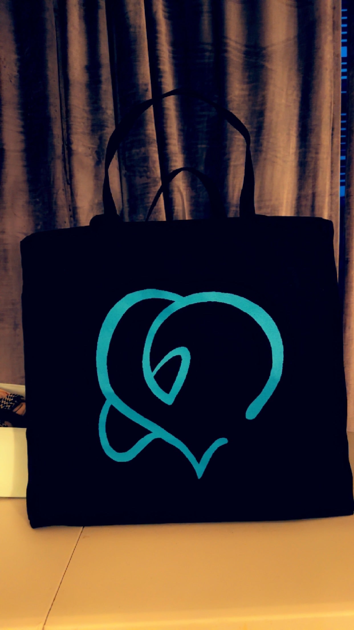 Bougie XL Everything Tote  Black and Aqua