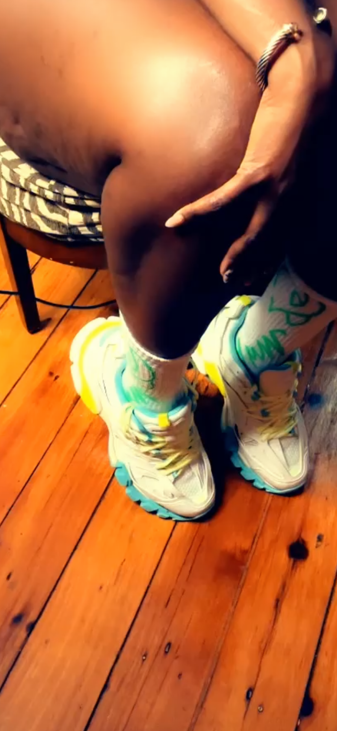 She Bougie green and white sweatsocks